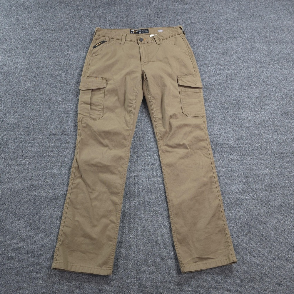 Ariat Pants Mens 34x36 Beige Rebar M4 Relaxed Straight Cargo Canvas Workwear